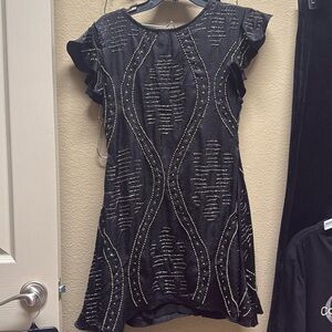 Black satin and sequence/ bead Free People dress